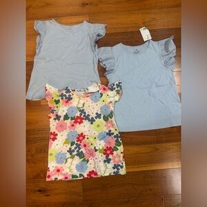 H&M Light Blue & Floral Kids Tee Lot- size 8/10